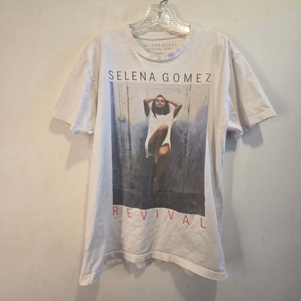 Women's Selena Gomez Revival Tour Short Sleeve Tee L White Gray 2016 Tour
